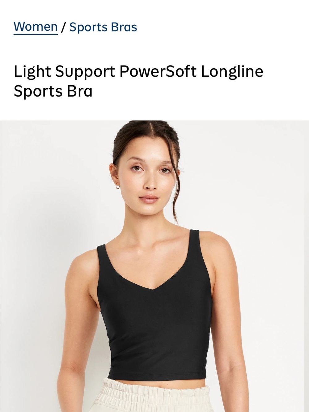 Powersoft Black V‑Neck Sports Bra